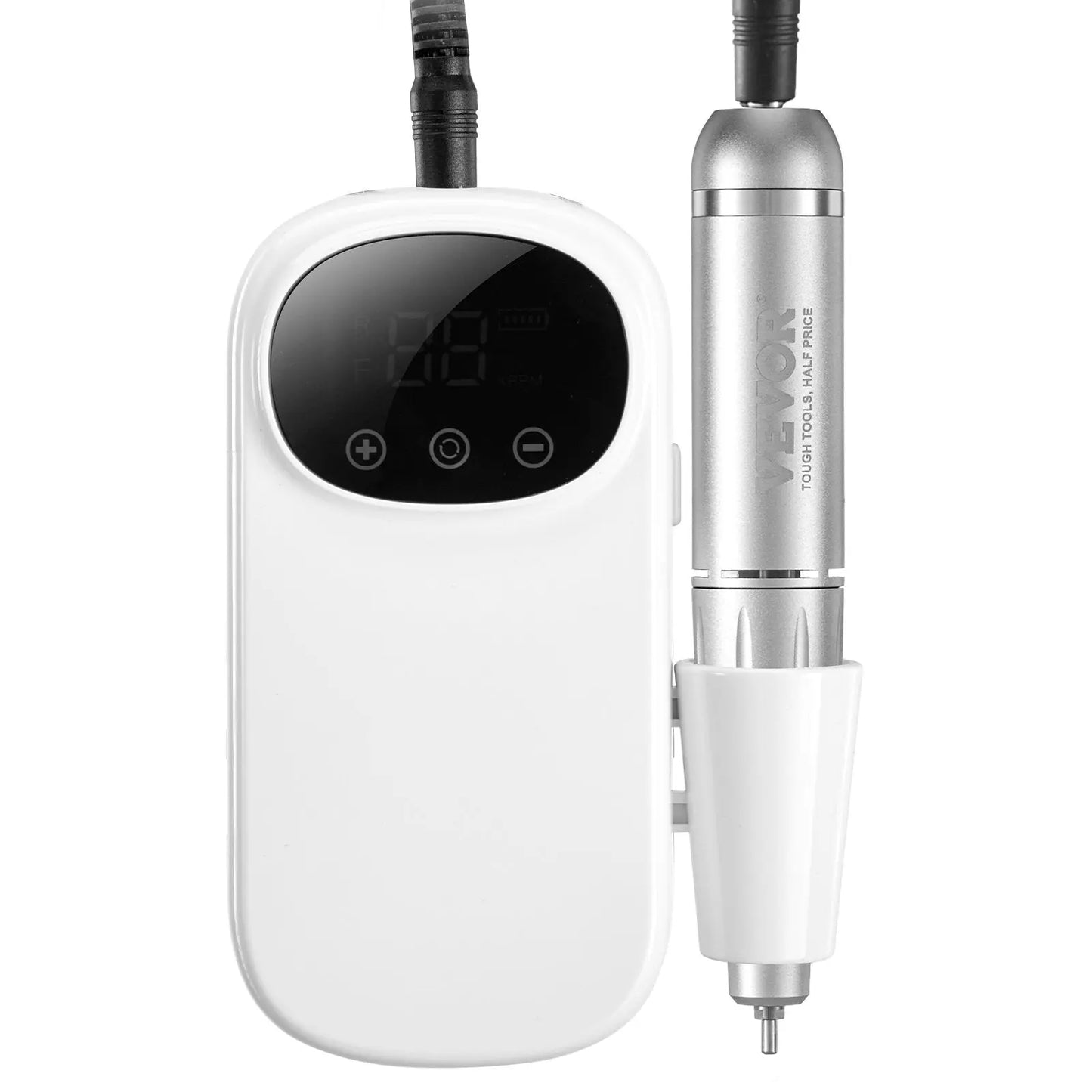 VEVOR Electric Rechargeable Nail Drill, 35,000RPM Portable Cordless Nail E File Machine, LCD-Display Acrylic Gel Grinder Tool with 6 Bits and 50PCS Sanding Bands for Manicure Pedicure Carve Polish Femina Worldwide