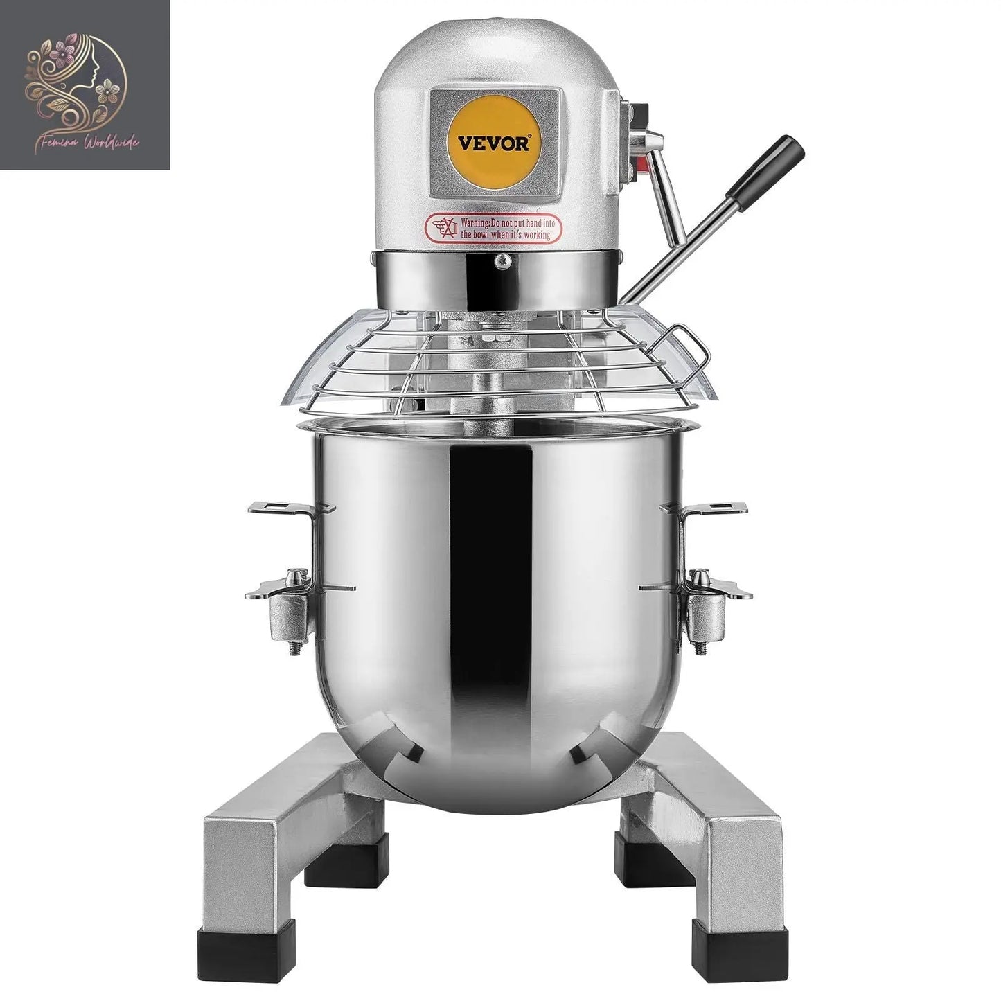 Commercial Food Mixer, 10L Commercial Stand Mixer with 3 Adjustable Speeds, 550W Dough Mixer with Stainless Steel Bowl and 3 Mixing Attachments, Ideal for Restaurant, Bakery, Pastry shop, Cafe