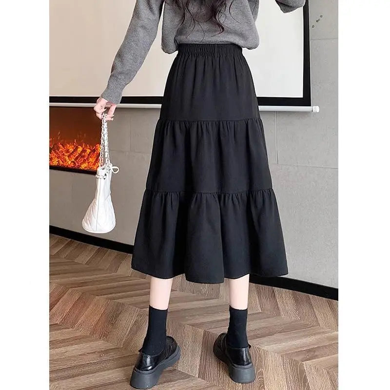 Women's High Waisted Versatile A-line Skirt With Large Hem My Store