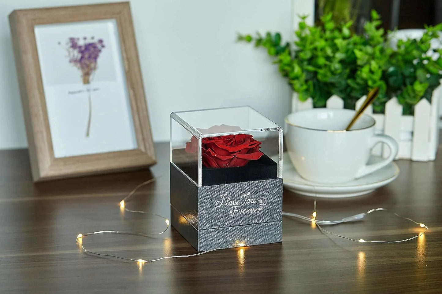 Preserved Real Rose with "I Love You" Necklace - Thoughtful Gift for Her