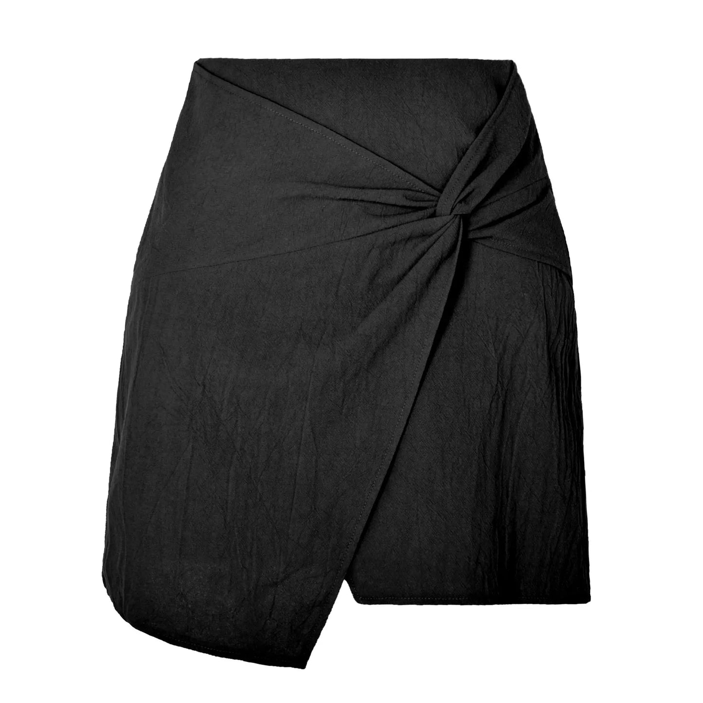 Women's High Waist Cotton And Linen Twisted Skirt My Store