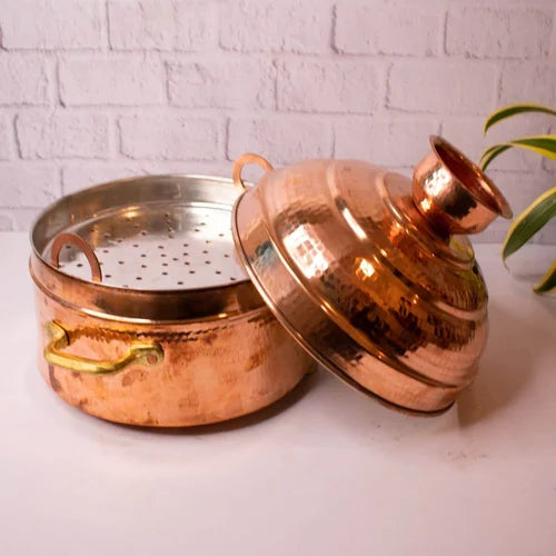 Traditional Ayurvedic Copper Modak Patra Steamer Vessel | Handcrafted