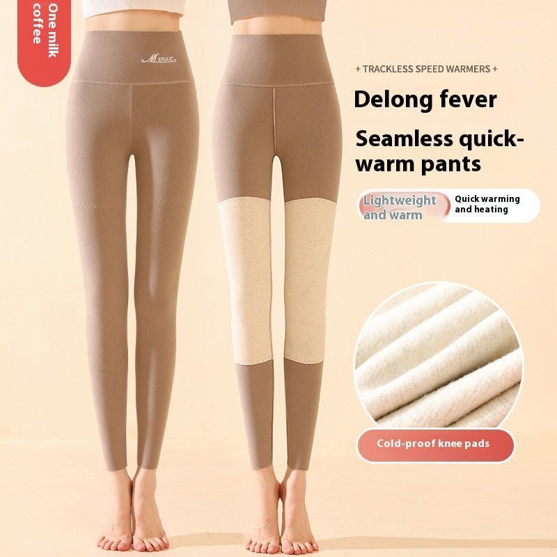 Winter High Waist Knee-pad Leggings Fashion Warm Double-sided Accessories
Frosted Pants Solid Slim Trousers Women Clothing