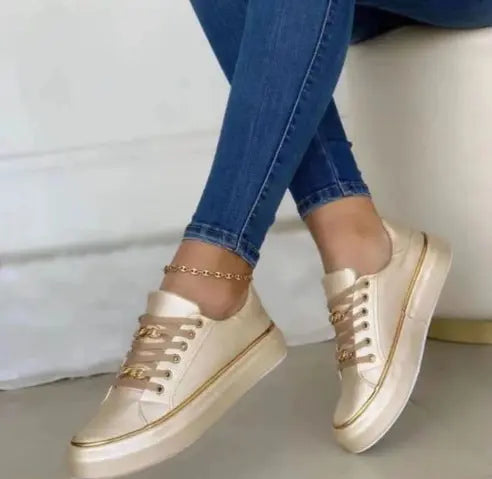 Chain Flats Shoes Thick Bottom Loafers For Walking Sports Shoes For Women My Store
