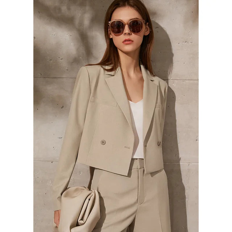 Amii Minimalism Spring New Women'S Suit Fashion Solid Lapel Suit Coat Women Loose Shorts Causal High Waist Female Pants 12130066