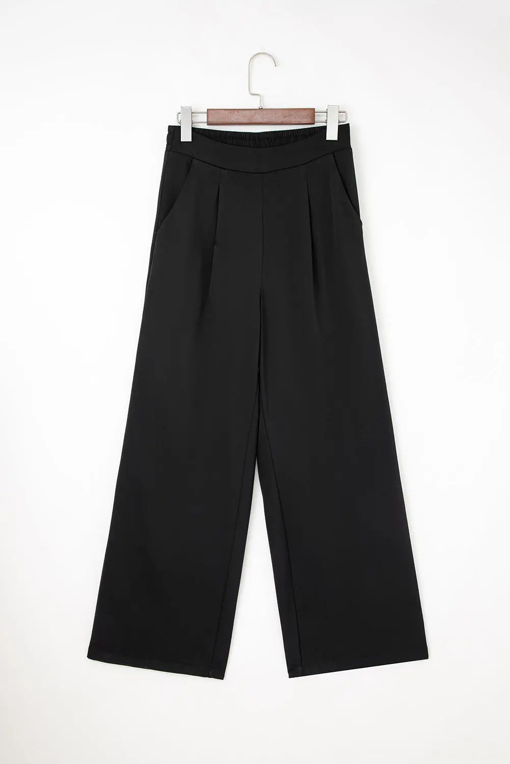 Fiery Red Pleated Detail Pull On High Elastic Waist Loose Straight Pants Dear-Lover Dropshipping