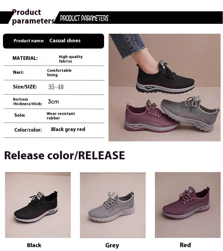 Women's Shoes Mesh Breathable Plus Size Round Head Outdoor Sneakers My Store
