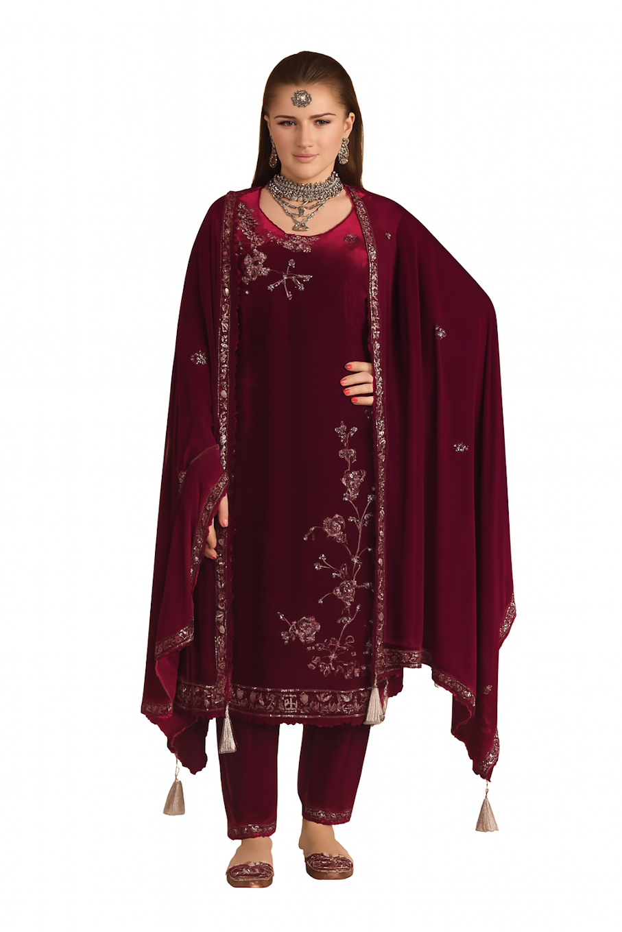 Women Embroidery Kurta Set-Mustard (Size-5XL) | D144