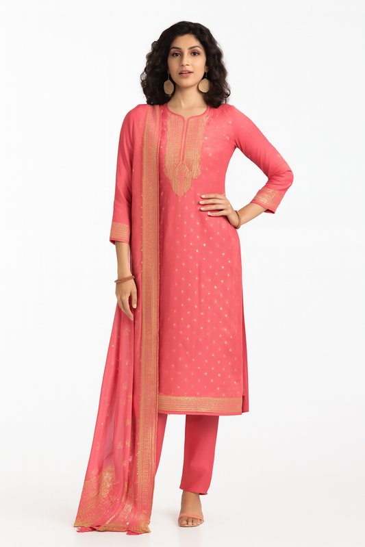 Women Embroidery Kurta Set-Purple (Size-5XL) | D216