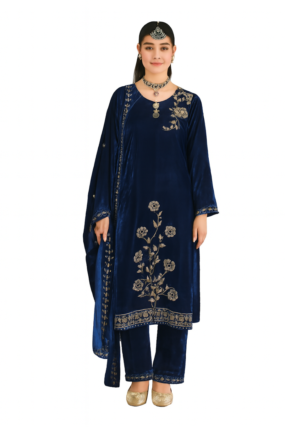 Women Embroidery Kurta Set-Wine (Size-5XL) | D146