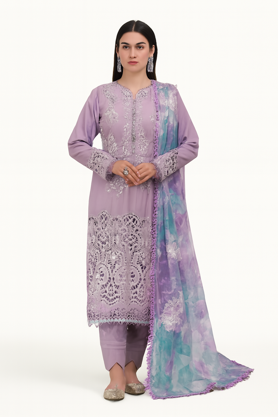 Women Embroidery Kurta Set-Black (Size-5XL) | D63