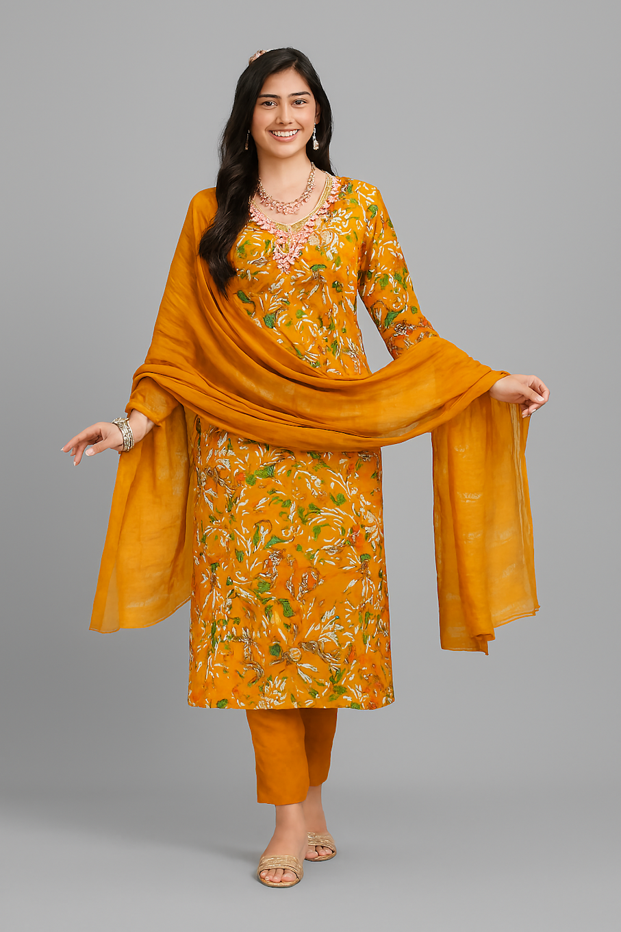 Women Kurta Set-Yellow (Size-XS) | D66