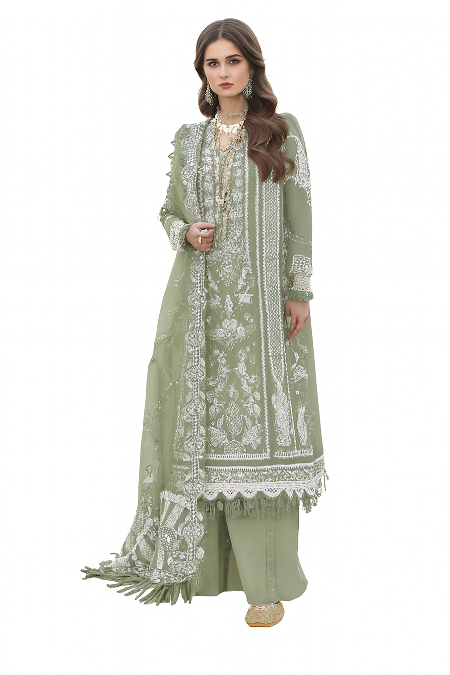 Women Embroidery Kurta Set-Pista (Size-2XL) | D10