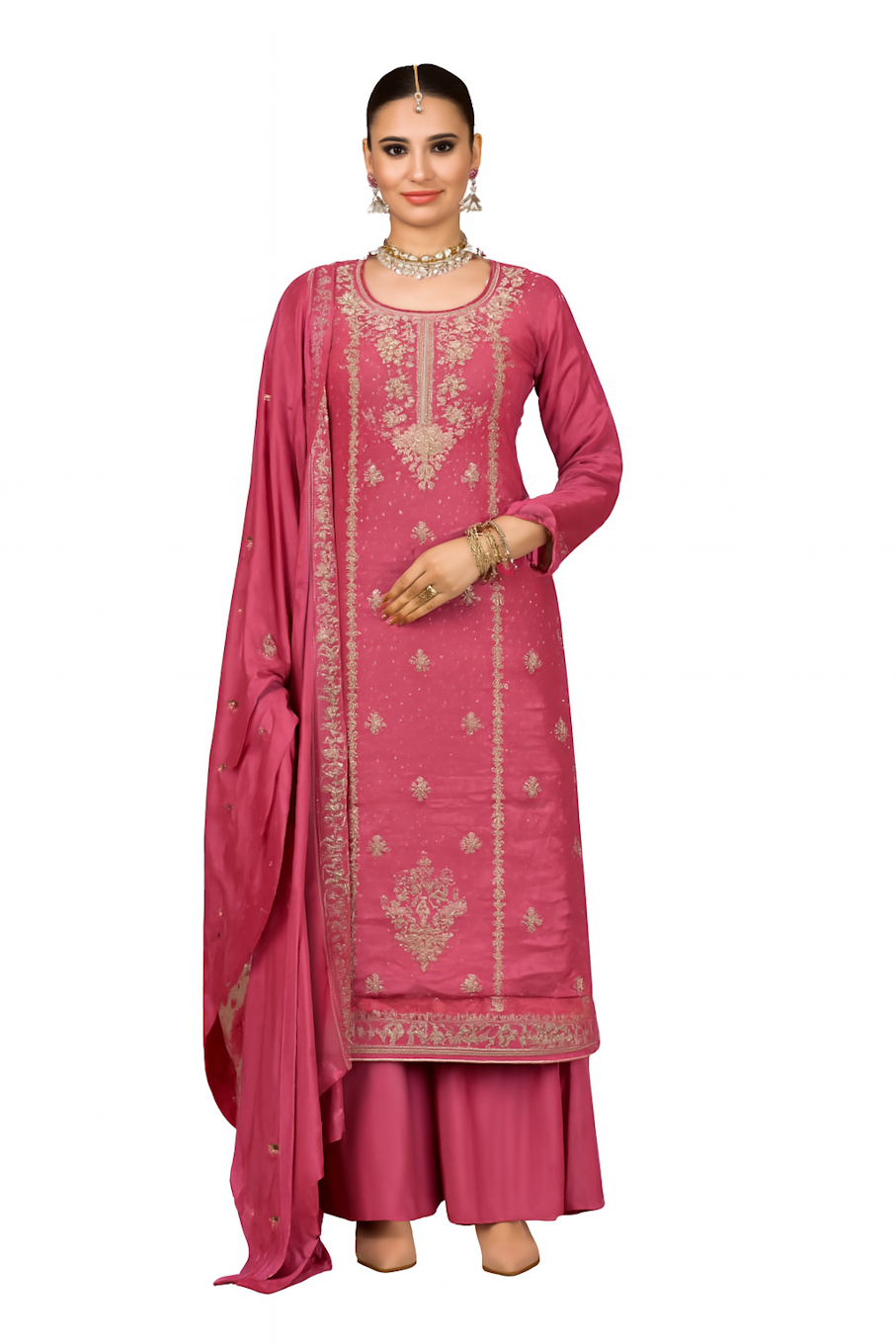 Women Embroidery Kurta Set-Pink (Size-S) | D20