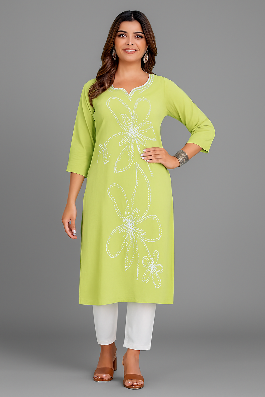 Women Kurta Set-Light Green (Size-L) | D33