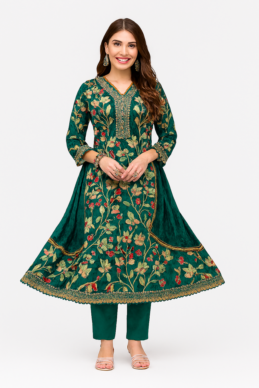 Women Kurta Set-Green (Size-XL) | D19