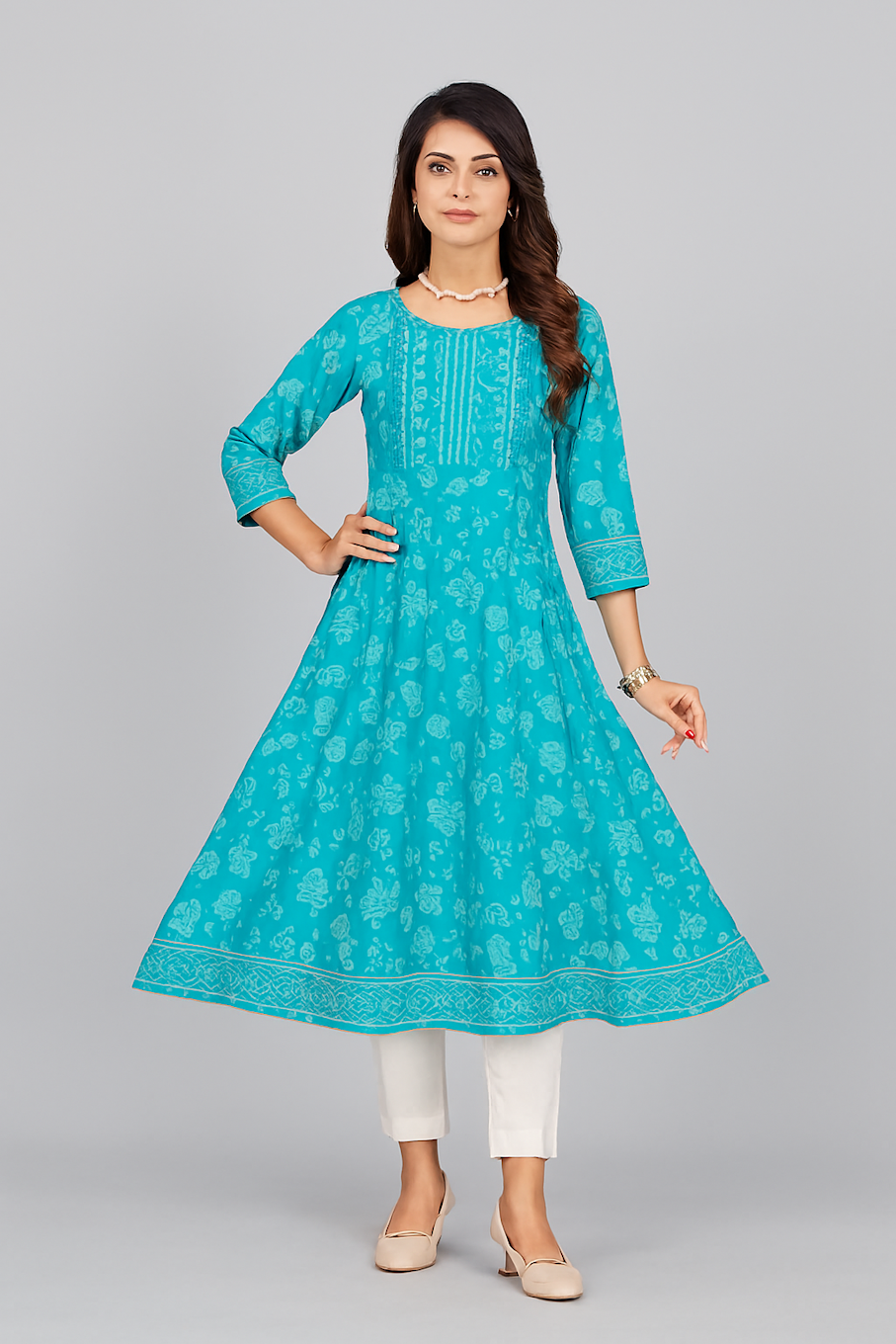 Women Kurta Set-Blue (Size-L) | D72