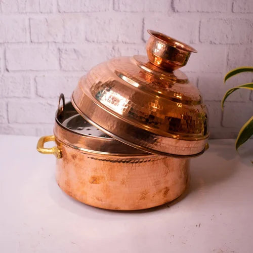 Traditional Ayurvedic Copper Modak Patra Steamer Vessel | Handcrafted