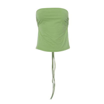 Pure Color Tied Tube Top Backless Wrap Chest Short Inner Wear Women