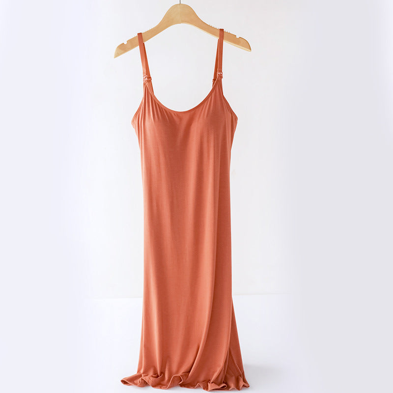 Plus Size Loose Camisoles For Breastfeeding Base Skirt With Chest Pad Sunderwear-free