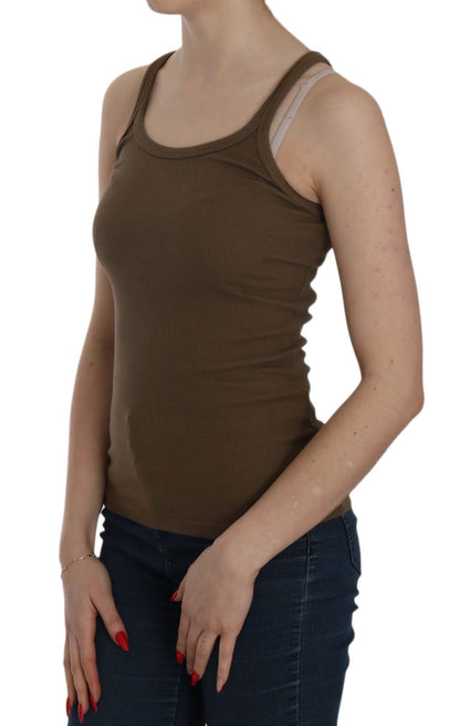 PINK MEMORIES Brown Sleeveless Spaghetti Strap Blouse Top