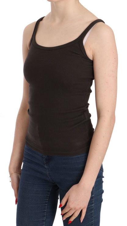 PINK MEMORIES Dark Brown Sleeveless Spaghetti Strap Blouse