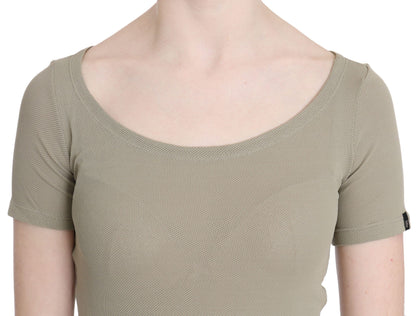 GF Ferre Gray 100% Nylon Short Sleeve Casual Tank Top Blouse
