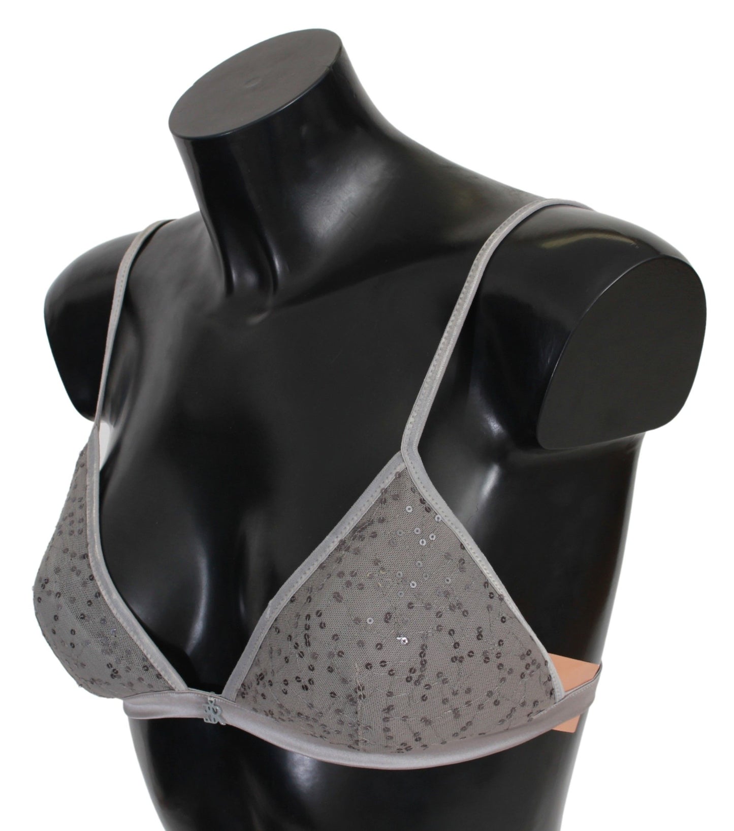 Ermanno Scervino Gray Nylon Sequined Triangolo Bra Underwear