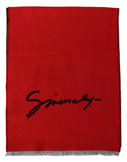 Givenchy Red Black Wool Unisex Winter Warm Scarf Wrap Shawl