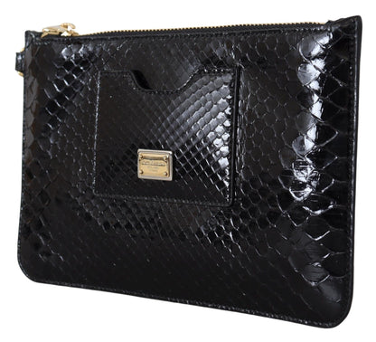 Dolce & Gabbana Black Leather Coin Purse Wristlet Mirror Agnese Wallet