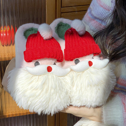 Cute Christmas Santa Claus Home Slippers Winter Warm Indoor Non-slip Floor Plush Shoes Accessories For Women