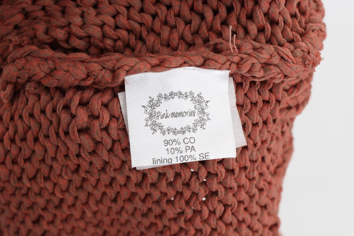 PINK MEMORIES Red Cotton Blend Knitted Sleeveless Sweater