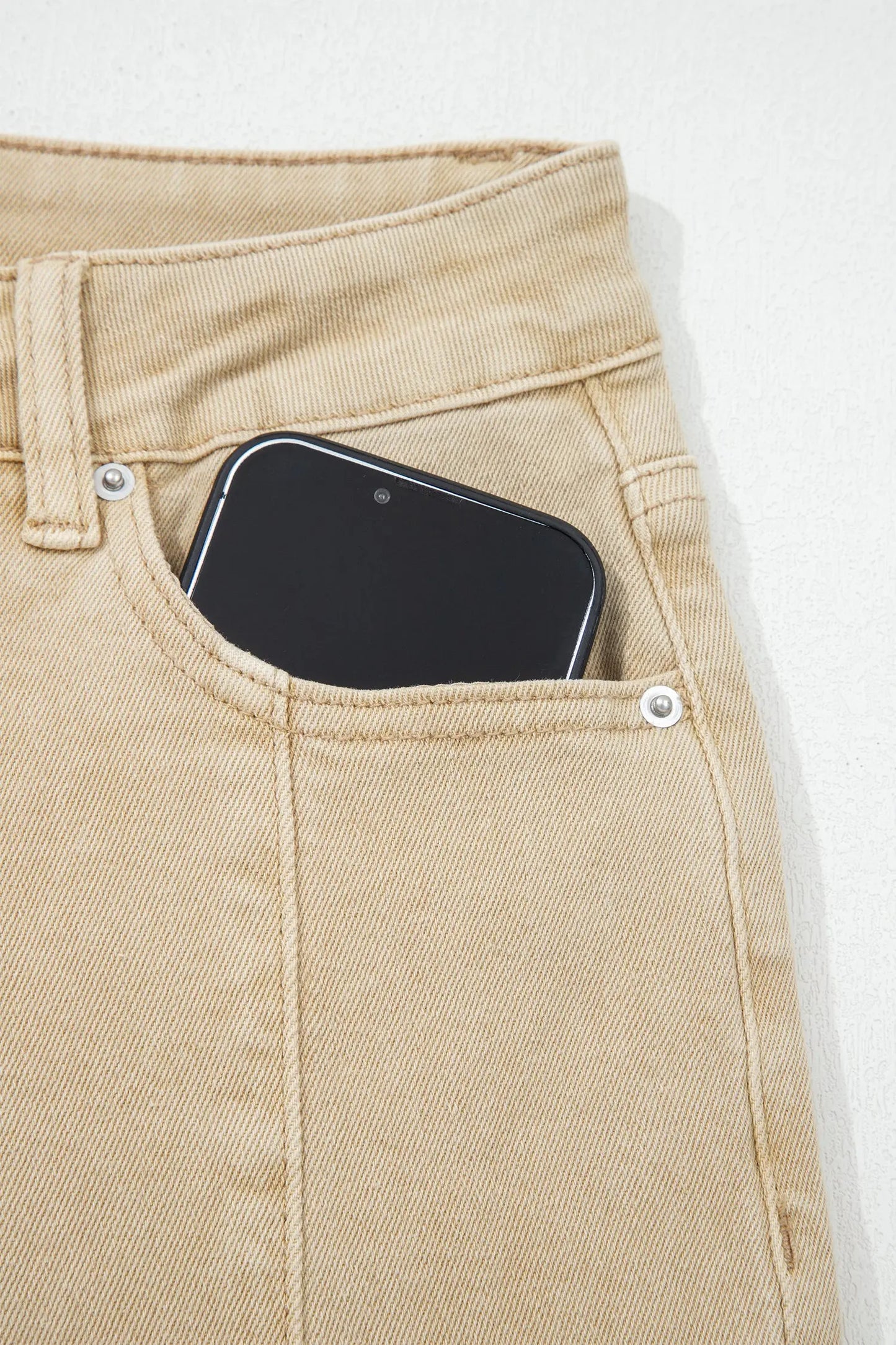 Red Sandalwood Solid Color Seamed Center Wide Leg Cropped Jeans Dear-Lover Dropshipping