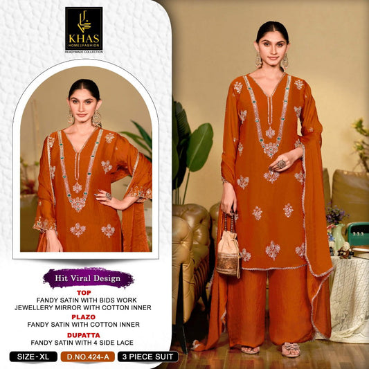 Khas 424 A To C Fandy Satin Embroidery Salwar Kameez 