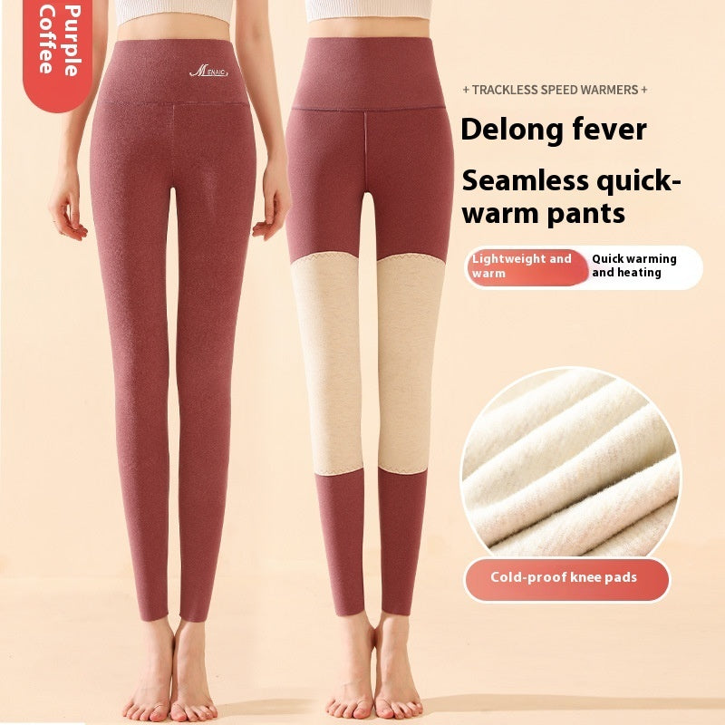 Winter High Waist Knee-pad Leggings Fashion Warm Double-sided Accessories
Frosted Pants Solid Slim Trousers Women Clothing