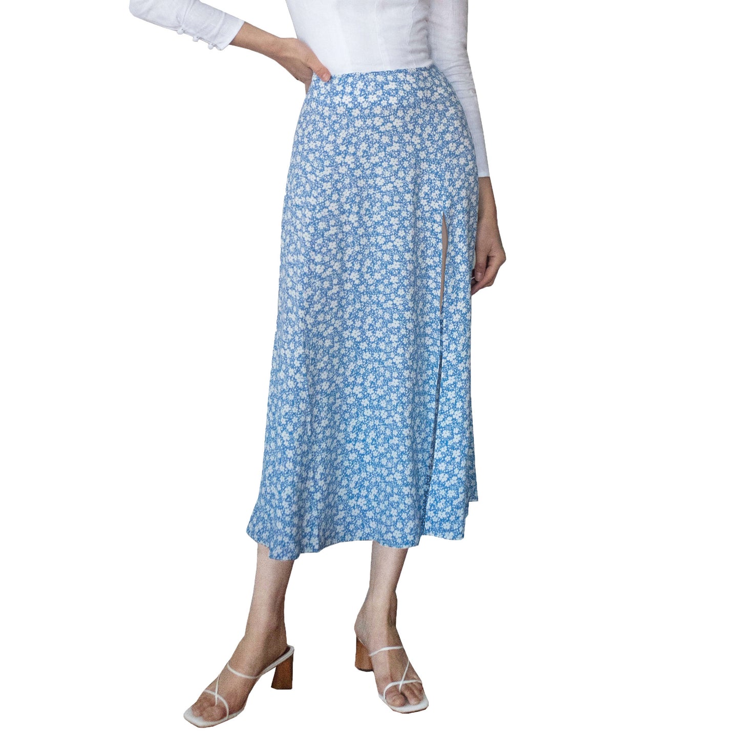 European And American Leopard Print Long Skirt High Waist Slit Hip Skirt