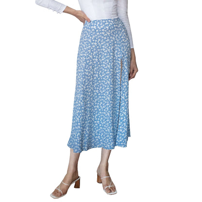 European And American Leopard Print Long Skirt High Waist Slit Hip Skirt