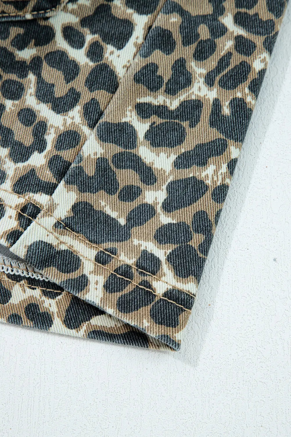 Gray Leopard Print Pocketed Loose Fit Denim Overall Dress Dear-Lover Dropshipping