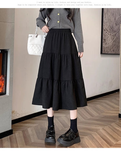 Women's High Waisted Versatile A-line Skirt With Large Hem