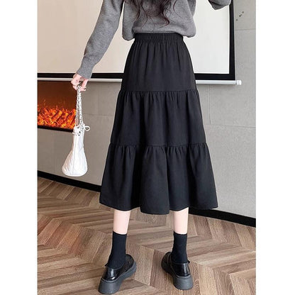 Women's High Waisted Versatile A-line Skirt With Large Hem