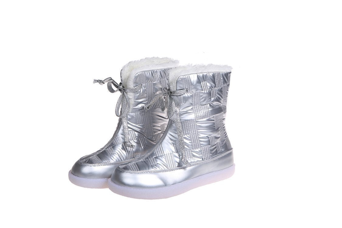 Fur-Trimmed Snowshoe Short-Barrel Cotton Boot Girl
