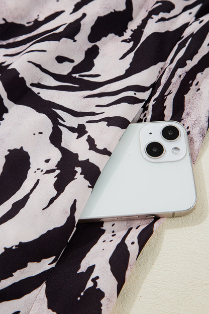 Lightweight maxi dress with abstract print and adjustable tie back