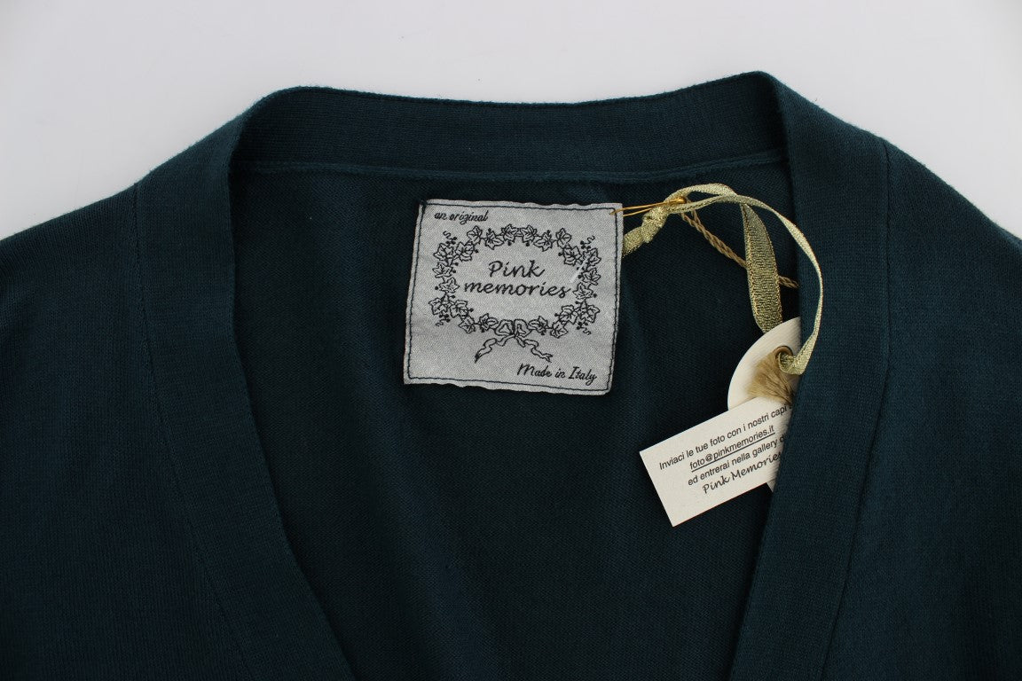 PINK MEMORIES Green Button Down Cardigan Sweater