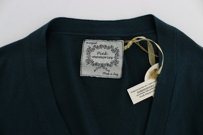 PINK MEMORIES Green Button Down Cardigan Sweater