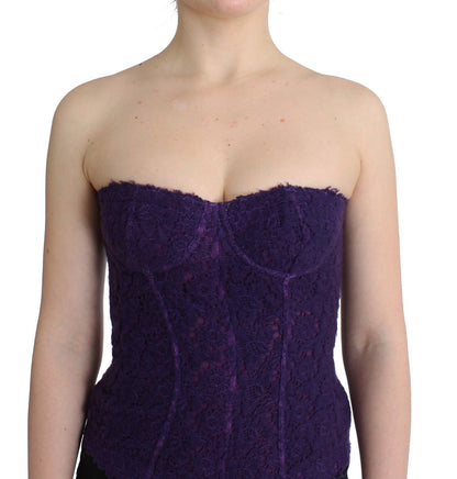 Ermanno Scervino Lingerie Purple Corset Bustier Top Floral Lace