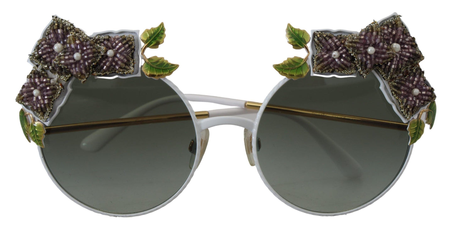 Dolce & Gabbana Gold Floral Embellished Metal Frame Round DG2186 Sunglasses