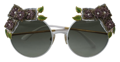 Dolce & Gabbana Gold Floral Embellished Metal Frame Round DG2186 Sunglasses