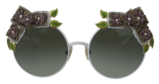 Dolce & Gabbana Gold Floral Embellished Metal Frame Round DG2186 Sunglasses