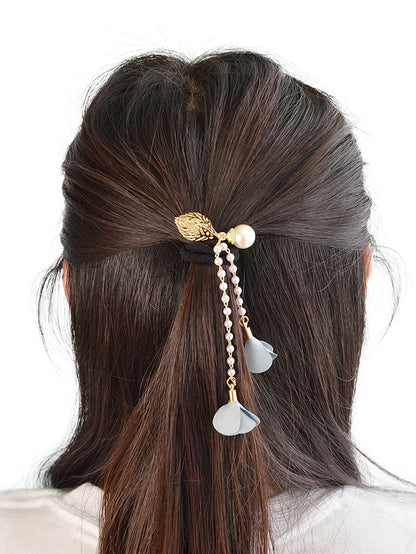 Hair Holder Accessories Pearl Long Chain Headwear Petal Elastic Hair
