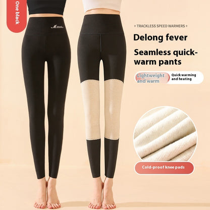 Winter High Waist Knee-pad Leggings Fashion Warm Double-sided Accessories
Frosted Pants Solid Slim Trousers Women Clothing